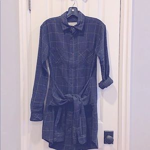 Navy blue flannel shirt dress